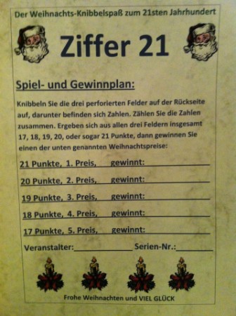 Beispiel für einen Spielplan, Spielplakat