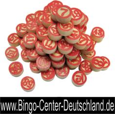 Bingo-Jetons in Holz mit aufgedruckten Zahlen Bingo-Jetons in Holz mit aufgedruckten Zahlen
