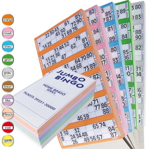 Jumbo Bingotickets, Bingoblöcke in 10 Farben